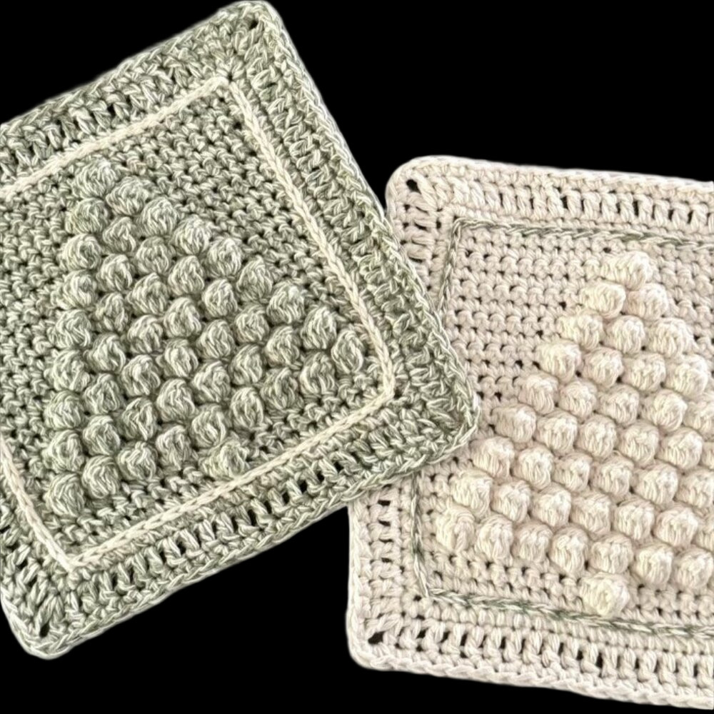 Christmas Tree Crochet Dishcloths , Hot Pad, Hand Crocheted - 100% Cotton